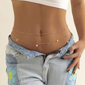 Anthropologie Gold and Teal Layered Necklace